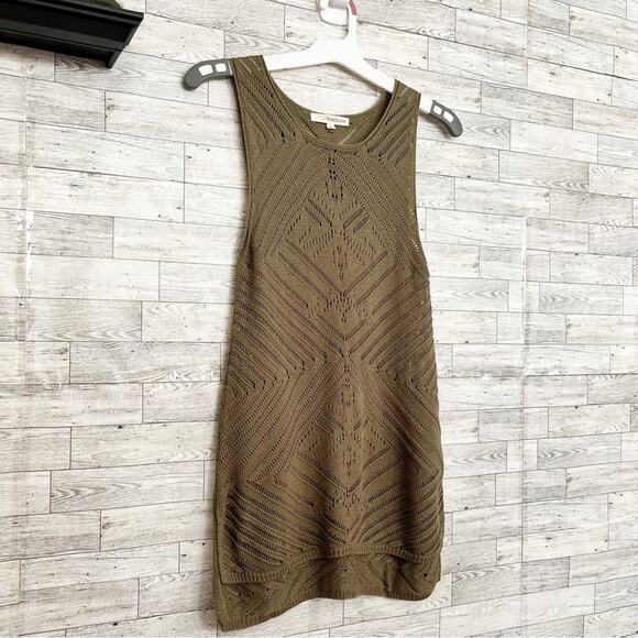 REWIND Olive Green Crochet Mini Tank Dress, M, NWOT! - Picture 5 of 8